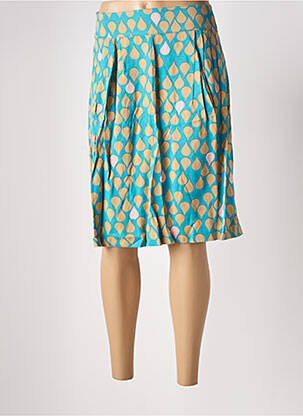 Jupe mi-longue taille à pinces bleu WOW TO GO femme