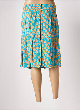 Jupe mi-longue taille à pinces bleu WOW TO GO femme