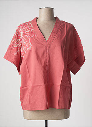 Blouse manches courtes manches courtes orange LA FEE MARABOUTEE femme
