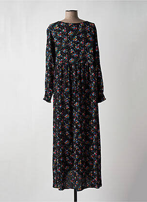 Robe longue manches longues manches longues noir VINTAGE LOVE femme