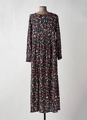 Robe longue manches longues manches longues noir VINTAGE LOVE femme