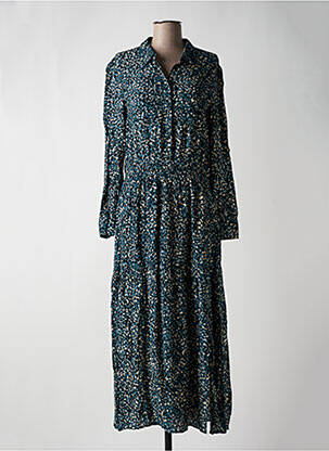 Robe mi-longue coupe fluide manches longues bleu RUE MAZARINE femme