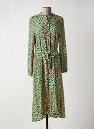 Robe longue manches longues manches longues vert ICHI femme