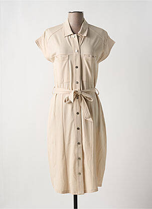 Robe mi-longue manches courtes manches courtes beige TRAMONTANA femme