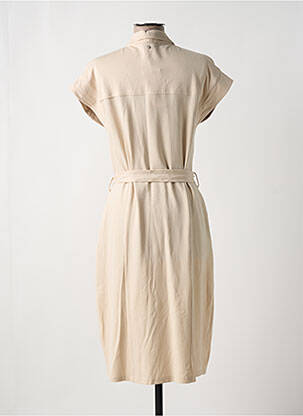 Robe mi-longue manches courtes manches courtes beige TRAMONTANA femme