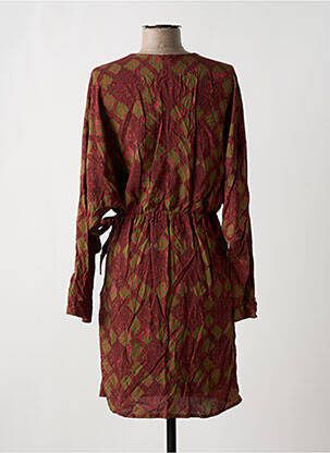 Robe mi-longue imprimé fantaisie manches longues orange LITTLE SISTER'S femme
