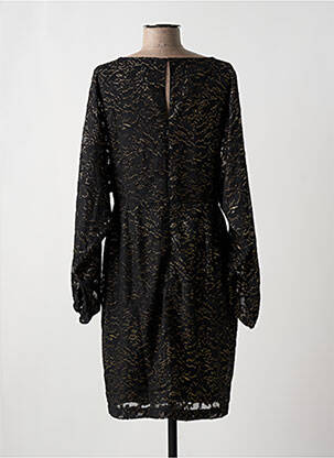 Robe mi-longue manches longues manches longues noir ICHI femme
