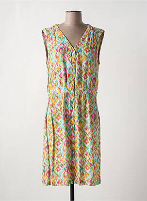 Robe mi-longue coupe fluide sans manche jaune ICHI femme