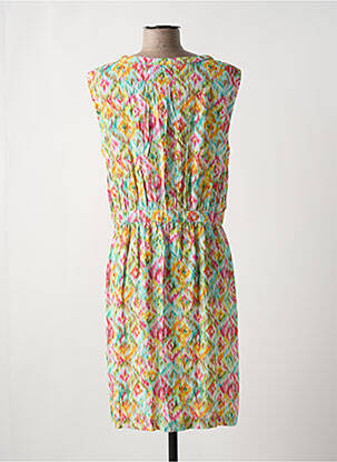Robe mi-longue coupe fluide sans manche jaune ICHI femme