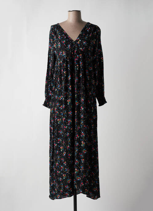 Robe longue manches longues manches longues noir VINTAGE LOVE femme
