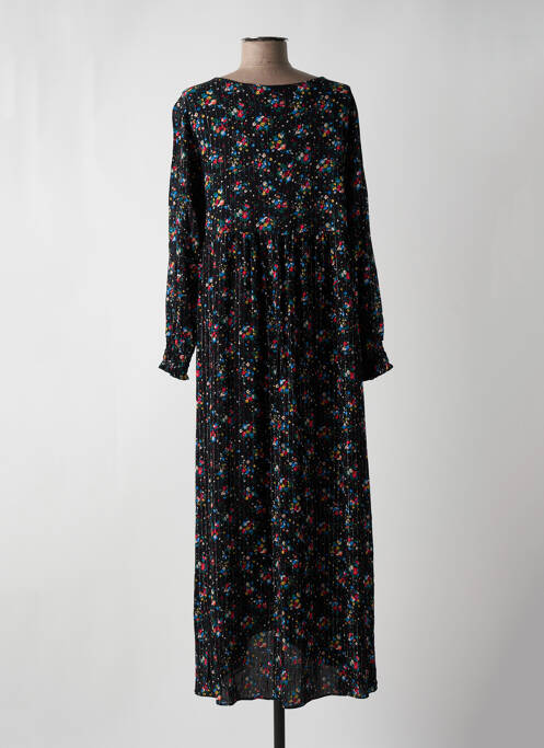Robe longue manches longues manches longues noir VINTAGE LOVE femme