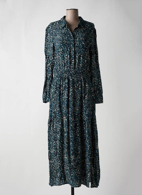 Robe mi-longue coupe fluide manches longues bleu RUE MAZARINE femme