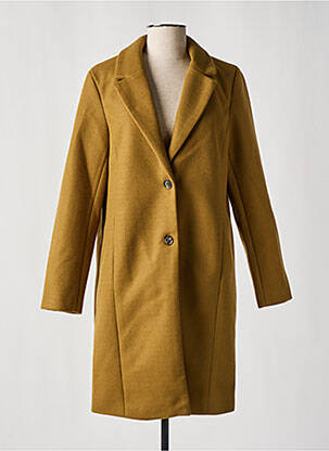 Manteau long coupe cintrée sans capuche vert ICHI femme