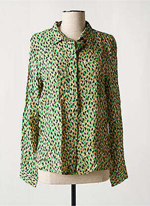 Chemisier tissage crêpe manches longues vert ICHI femme