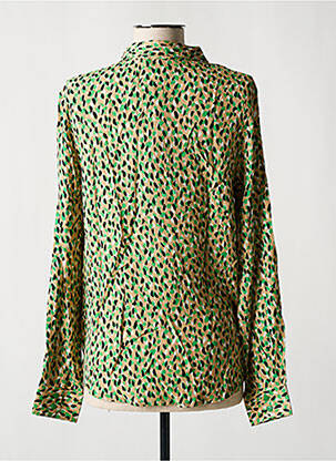 Chemisier tissage crêpe manches longues vert ICHI femme