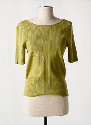 Pull coupe cintrée manches courtes vert GRACE & MILA femme