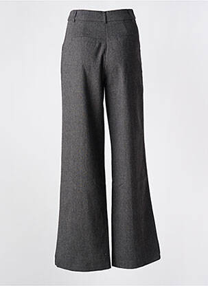 Pantalon flare fermeture zippée sous rabat avec crochet taille haute gris DROLE DE COPINE femme