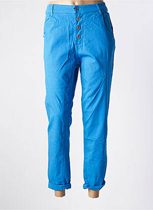 Pantalon slim tissage popeline taille normale bleu C'MELODIE femme