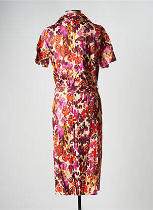 Robe mi-longue imprimé fantaisie manches courtes orange LA FEE MARABOUTEE femme