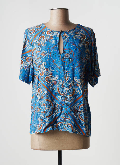 Blouse manches courtes manches courtes bleu LA FEE MARABOUTEE femme