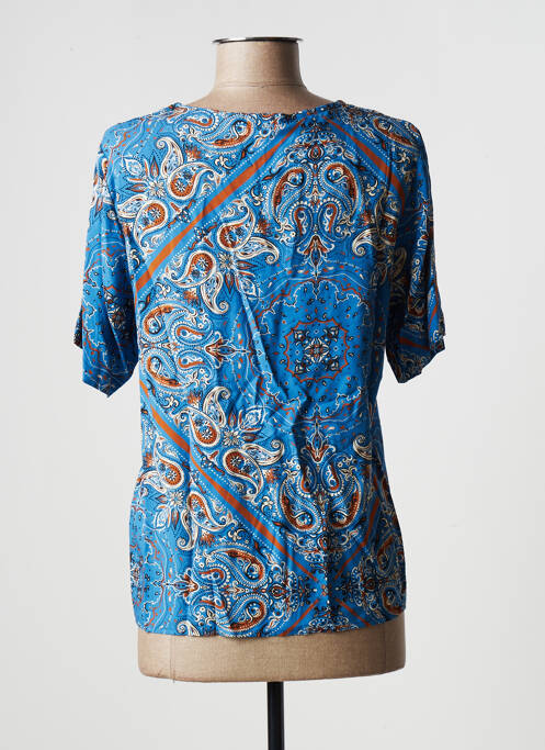 Blouse manches courtes manches courtes bleu LA FEE MARABOUTEE femme