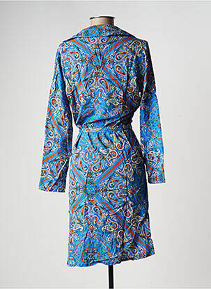 Robe mi-longue imprimé fantaisie manches longues bleu LA FEE MARABOUTEE femme