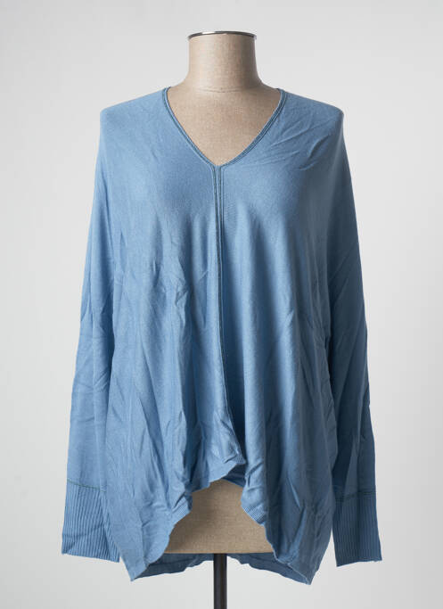 Pull col v manches longues bleu LA FEE MARABOUTEE femme