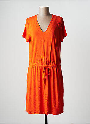 Robe mi-longue manches courtes manches courtes orange LA FEE MARABOUTEE femme