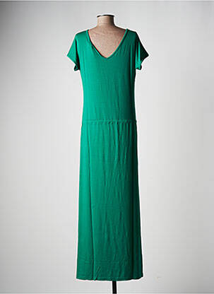 Robe longue manches courtes manches courtes vert LA FEE MARABOUTEE femme