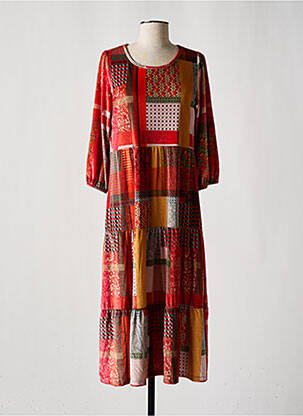 Robe longue manches longues manches longues orange CAP JULUCA femme
