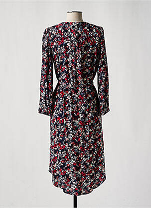 Robe mi-longue imprimé fleurs manches longues bleu JENSEN femme