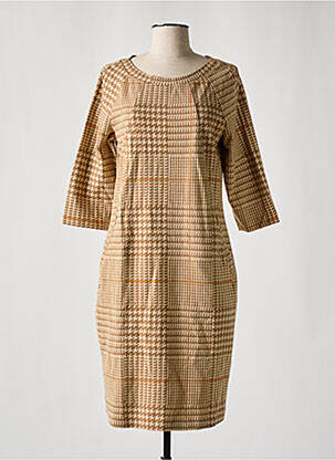 Robe mi-longue manches 3/4 manches 3/4 beige NINATI femme