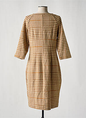 Robe mi-longue manches 3/4 manches 3/4 beige NINATI femme