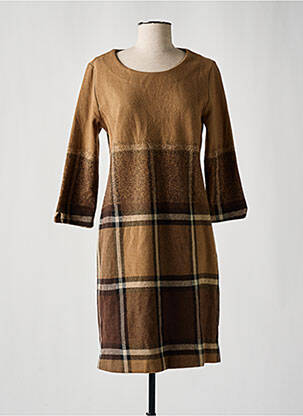 Robe mi-longue manches 3/4 manches 3/4 marron NINATI femme