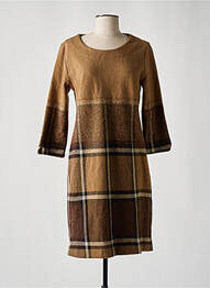 Robe mi-longue manches 3/4 manches 3/4 marron NINATI femme
