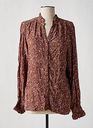 Chemisier tissage crêpe manches longues marron JENSEN femme