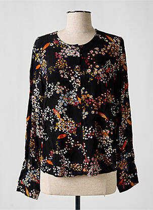 Chemisier imprimé fleurs manches longues noir SIGNATURE femme