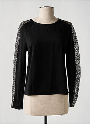 Blouse col rond manches longues noir TEDDY SMITH femme