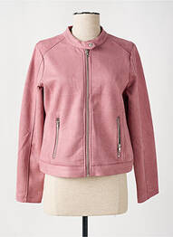Veste casual tissage suedine rose SIGNATURE femme
