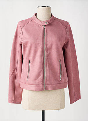 Veste casual tissage suedine rose SIGNATURE femme