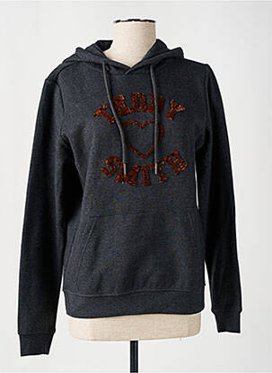 Sweat-shirt à capuche col v manches longues gris TEDDY SMITH femme
