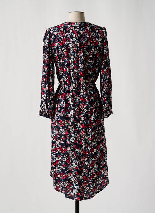 Robe mi-longue imprimé fleurs manches longues bleu JENSEN femme