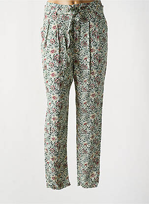 Pantalon slim tissage popeline taille haute vert TEDDY SMITH femme