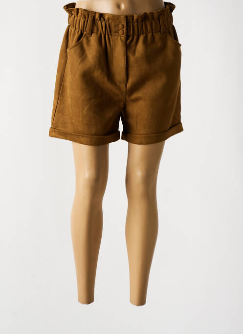 Short fermeture zippée sous rabat boutonné taille haute marron TEDDY SMITH femme