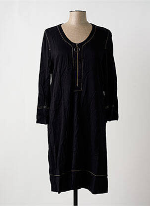 Robe mi-longue coupe fluide manches longues noir NATHALIE CHAIZE femme