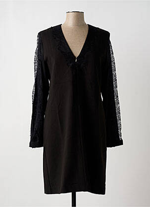 Robe mi-longue manches longues manches longues noir NATHALIE CHAIZE femme