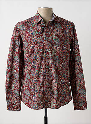 Chemise manches longues rouge DELAHAYE pour homme