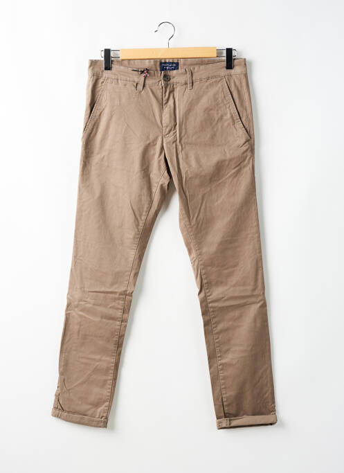 Pantalon chino tissage popeline taille normale marron TEDDY SMITH homme