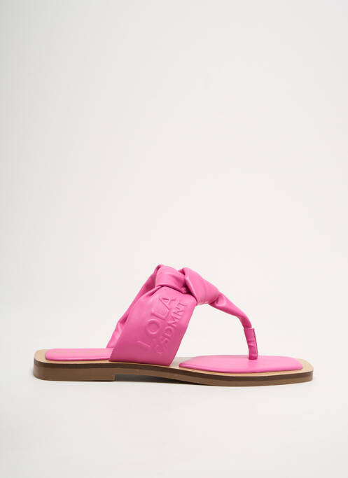 Tongs matière lisse talon plat jusqu'à 3cm rose LOLA CASADEMUNT femme