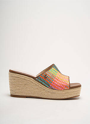Espadrilles tissage satiné talon de 7 à 9cm marron LOLA CASADEMUNT femme